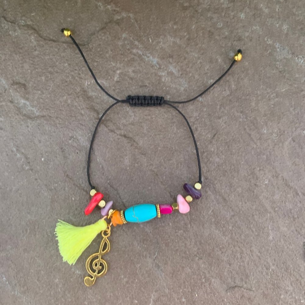 Boho Adjustable beaded tassel bracelet